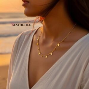 Moon locket necklace with chain