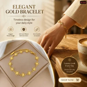 New 22k gold plated shining Floral bracelet B-01
